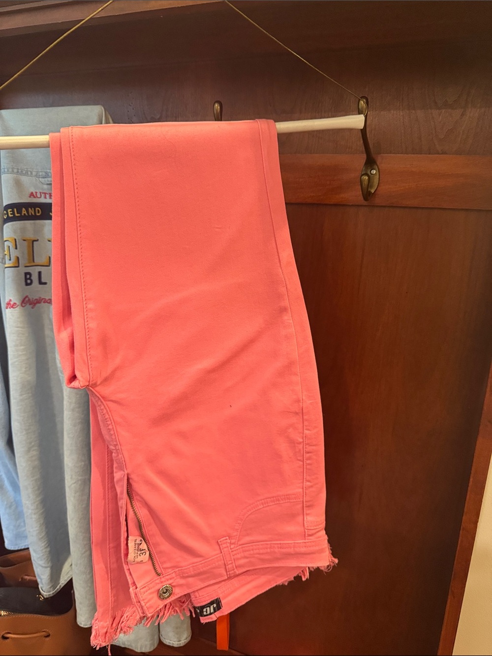 Joe's Jeans Coral Pink Cropped Frayed-Hem Ankle Jeans STRETCH!!